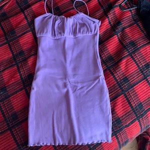 Spaghetti strap purple short dress
